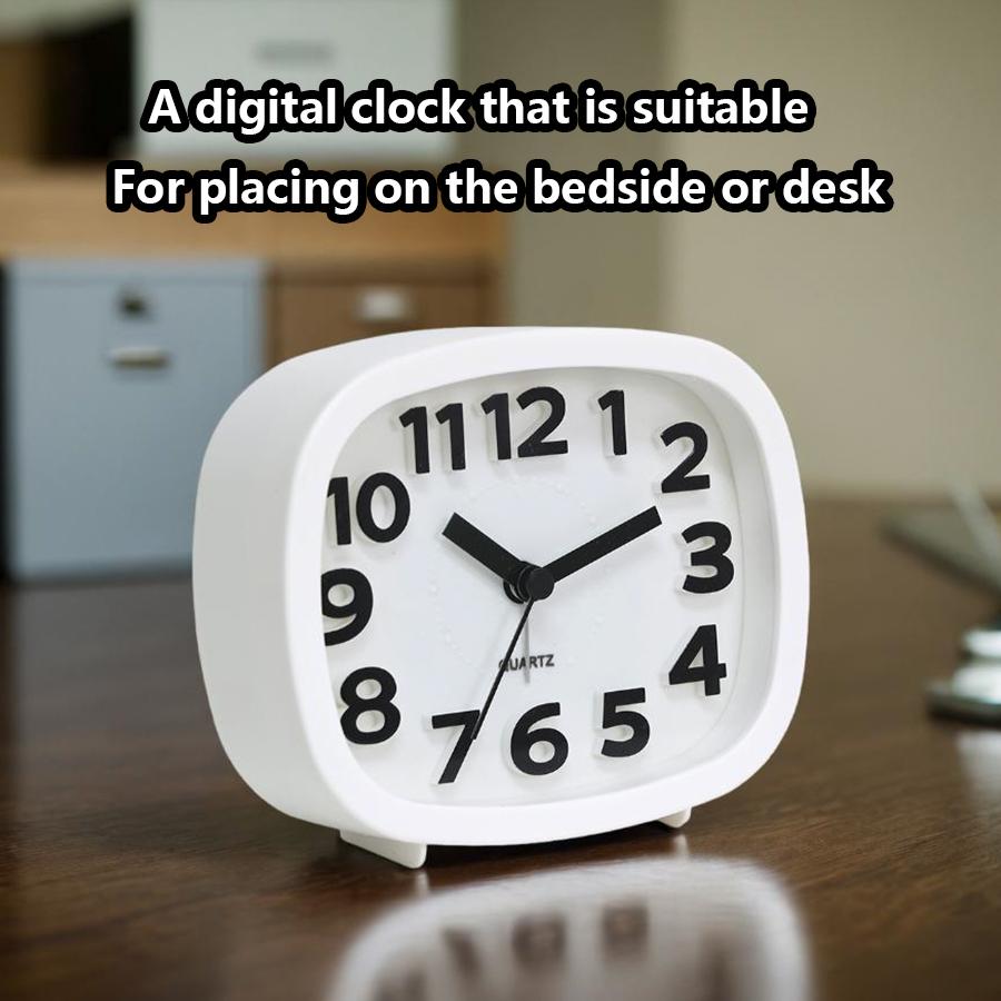 1pc minimalist bedside square quartz alarm clock, creative 3D digital clock face, home decoration, festival gift, battery free