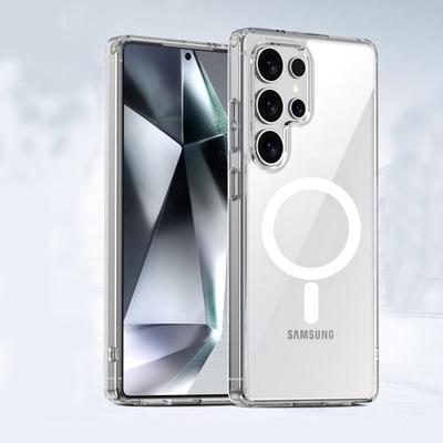 Pre Magsafe Magnetický Bezdrôtový Nabíjací Obal Pre Samsung Galaxy S25 S24 S23 Ultra S22 Plus S21 FE A56 A26 A36 Edge Priehľadný Obal