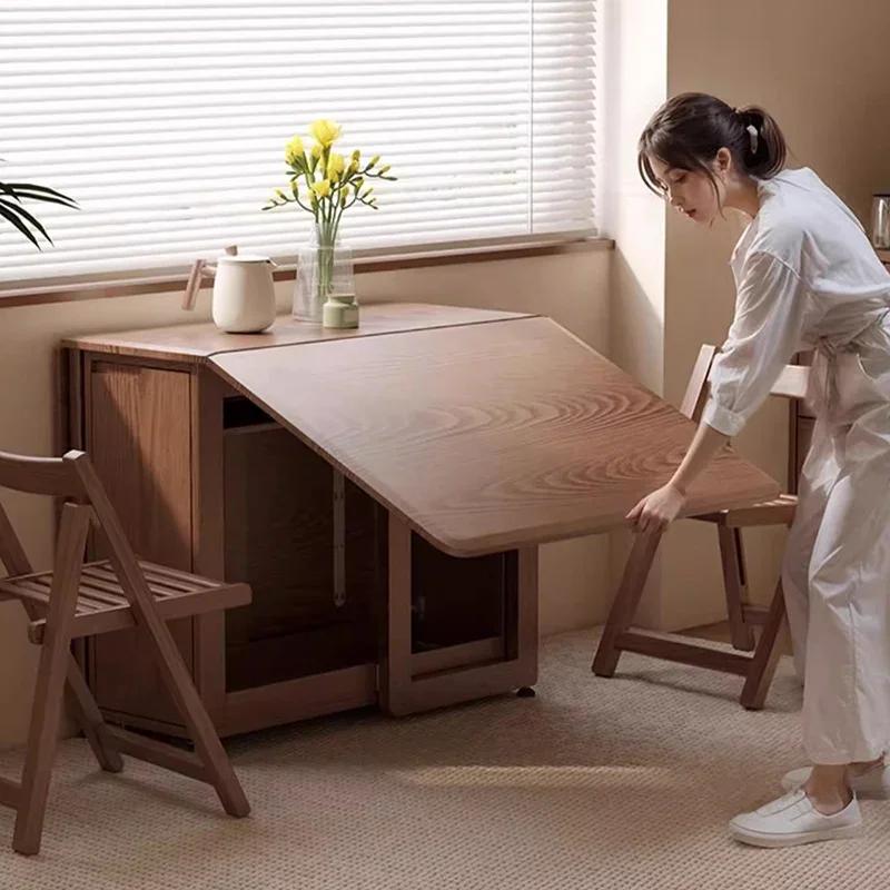 For Folding Dining Table Set 6 Chairs Luxury Modern Space Savers Minimalist Dining Table Nordic Table À Manger Kitchen Furniture