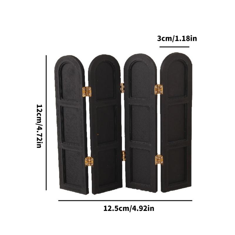 1:12 Scale Furniture Miniature Folding Screen Room Divider For Doll House With Hinged Panels And Simulation Design