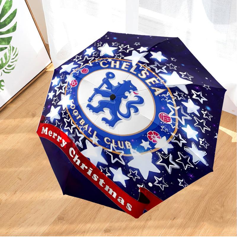 Football Club Emblem lion Umbrella Folding umbrella, automatic umbrella 8-Frame for Travel, camping Use Gift for Halloween Christmas