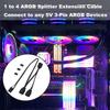 4Pin to 5V 3Pin ARGB Splitter Cable for ARGB Hub and Fan Lighting Control For HDLL120 Splitter Extension Cord
