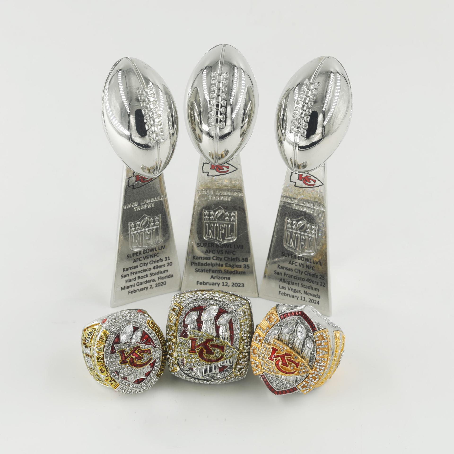 Kansas City Chiefs Mahomes #15 Championship Ring Set (3 Pieces: 2019, 2023, 2024) Size 11