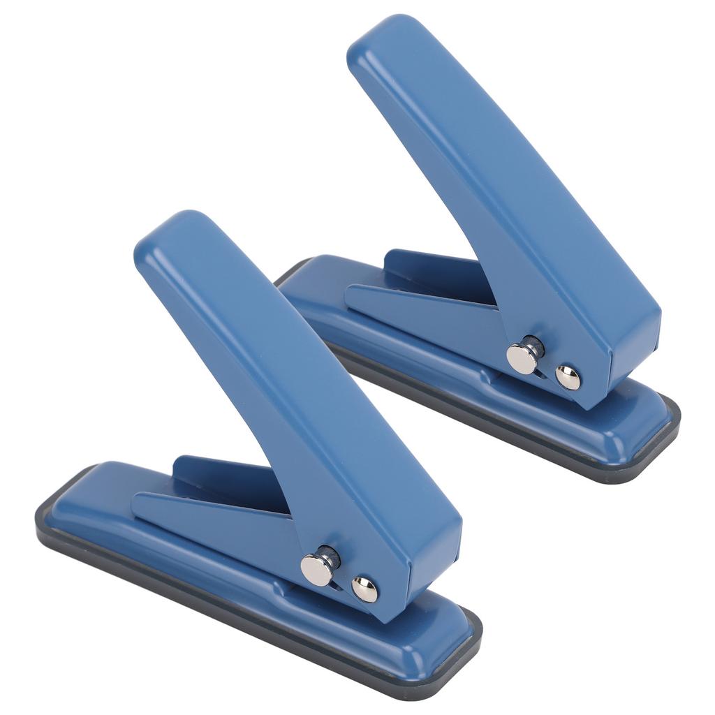 2pcs Hole Puncher Single Navy Blue Leverage Structure Punching Tool for Office Home School