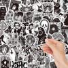 50 Black & White Gothic Graffiti Sticker Set - Decorative, Waterproof Decals for DIY Notebooks & Phone Cases