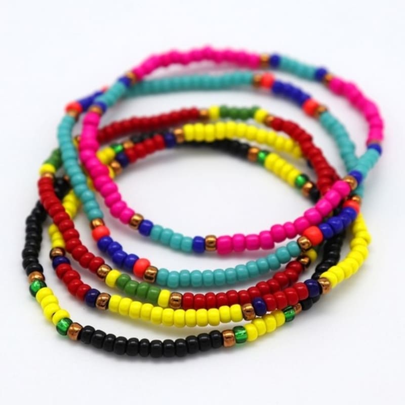 BONBEAU Vivid Color Combo Beads Bracelet Layered Seed Bead Bracelet 5 Colors