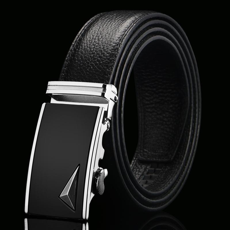 Open Edge Cowhide Belt Men's Real Cowhide Business and Casual Automatic Buckle Belt