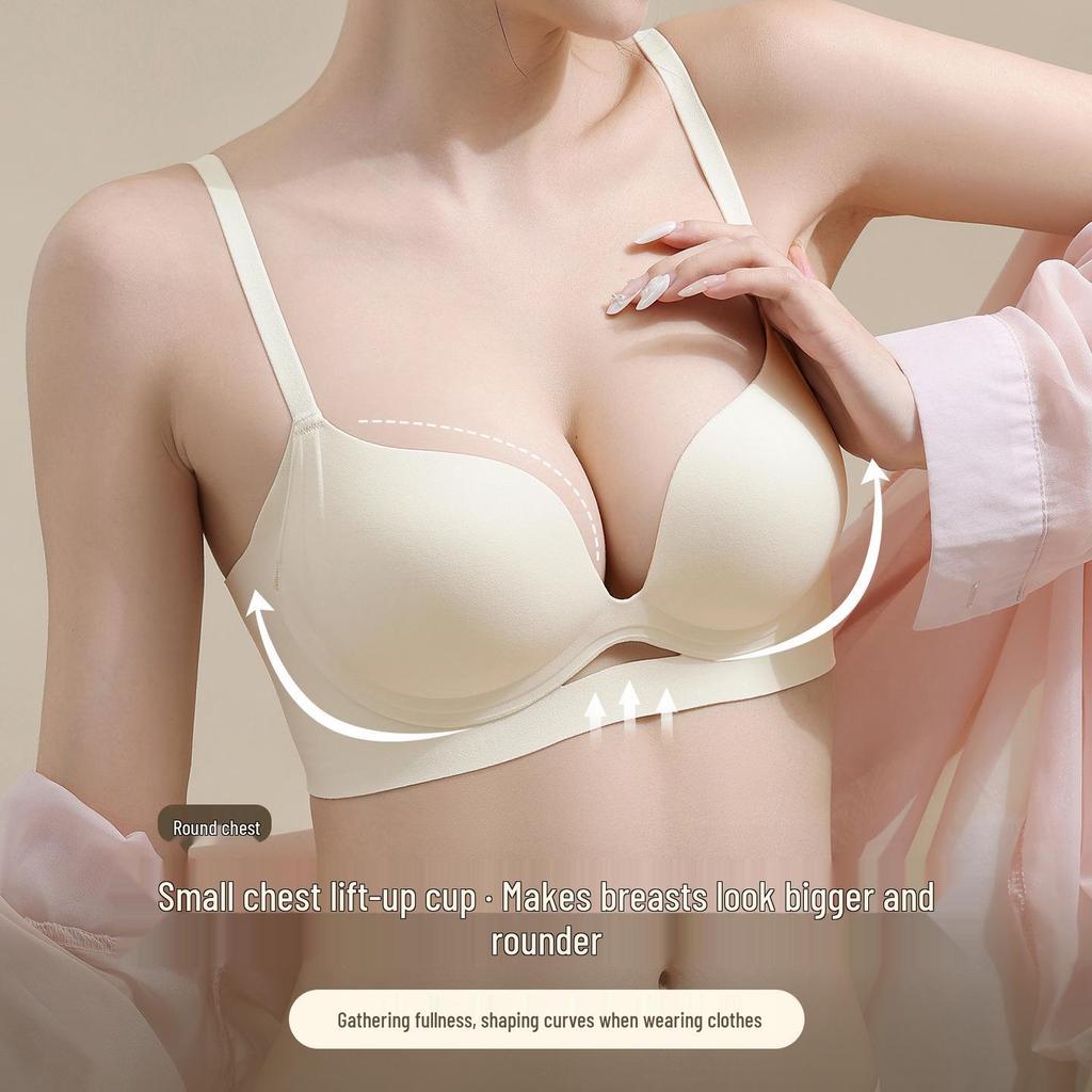 Seamless Hollow Lace Wireless Push-Up Bra for Women - Breathable, Comfortable, One-Piece Design for Small Breasts, Perfect for Summer.