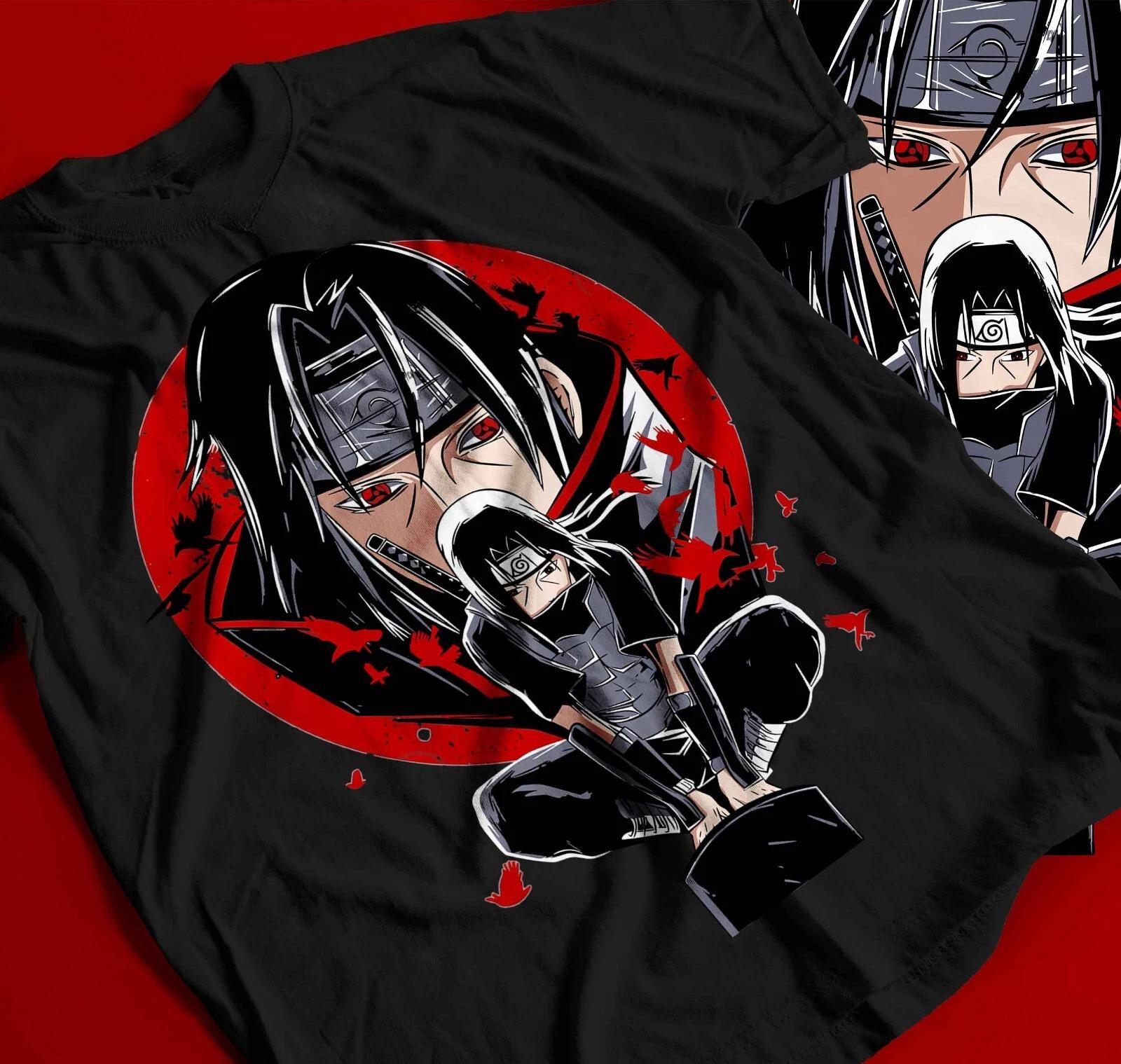 

Футболка Итачи Учиха Наруто Двумерная Мужская футболка 2025 Лето Новинка Ретро Мужская и Женская Уличная одежда S