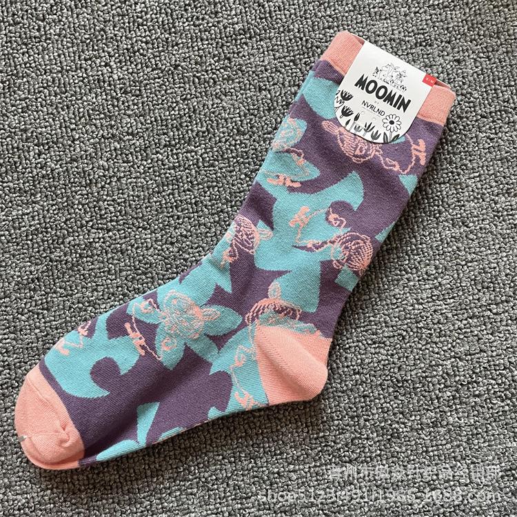 Calzini di Cotone alla Moda Moomin Cartone Animato a Metà Polpaccio - Stile Quattro Stagioni One Size (36-40)