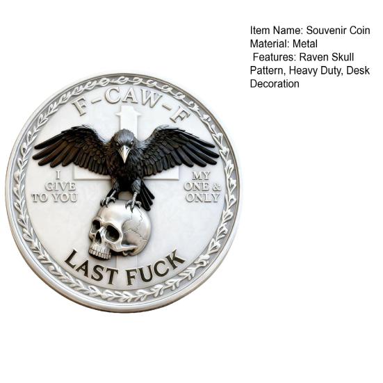 1/2/3Pcs Raven Skull Souvenir Coin Double-Sided Attitude Crow Challenge Coin Token of Freedom Humor
