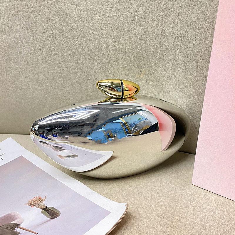 

Metal acrylic bag shell goose egg chain dinner party messenger bag box bag