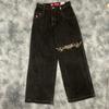 Blugi din Denim cu Imprimeu Grafic Hip Hop, Croială Largă, pentru Bărbați, Stil Y2K Harajuku, Pantaloni cu Picior Drept