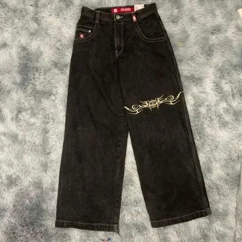 Blugi din Denim cu Imprimeu Grafic Hip Hop, Croială Largă, pentru Bărbați, Stil Y2K Harajuku, Pantaloni cu Picior Drept