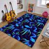 Neon Blue Serpents with Tropical Leaves Patterned carpet, suitable as a non slip play mat for the living room and bedroom sofa