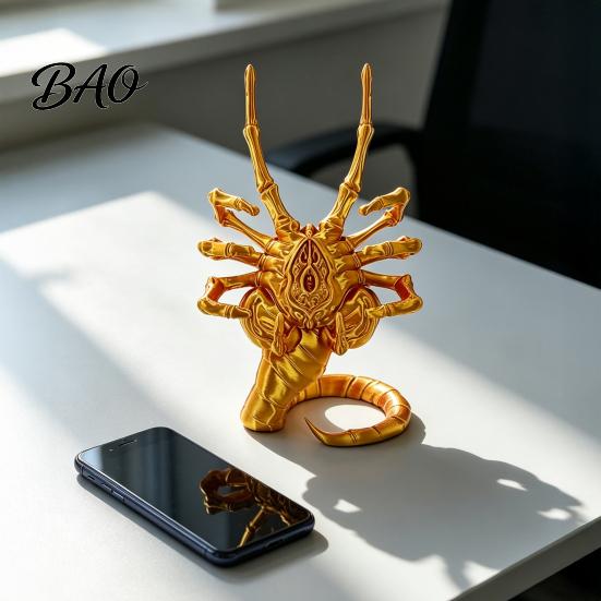Sturdy Plastic Phone Dock 3D Printed Sci-Fi Horror Holder, Novelty Stable Smartphone Stand, Decorative Desk Organizer Compact Collectible Ornament for