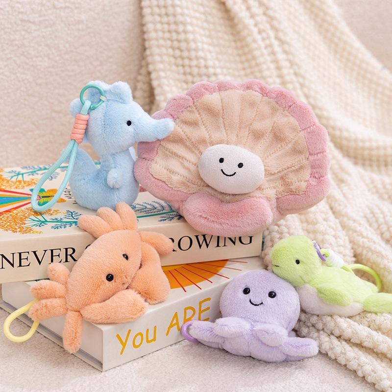Ocean Doll Pendant Octopus Turtle Seahorse Keychain Plush Toy Bag Pendant Crab Doll