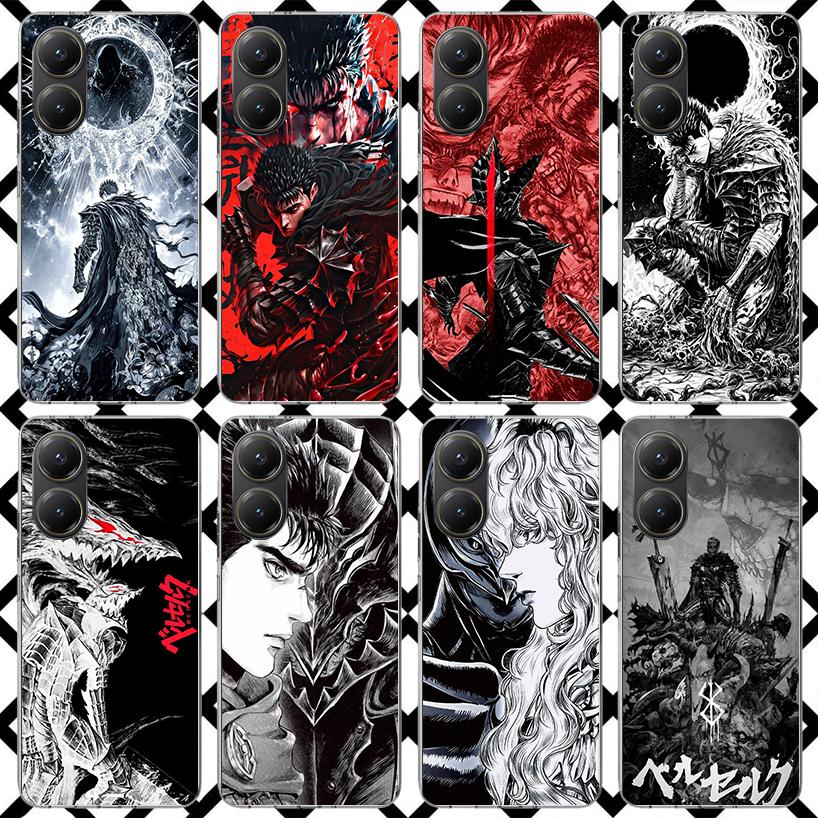 Black White G-Guts B-Berserks Phone Case for Xiaomi Poco F7 Ultra X7 X6 X5 Pro X4 Gt M8 M7 Redmi 15 15C 13 13C 12 12C Soft Cover