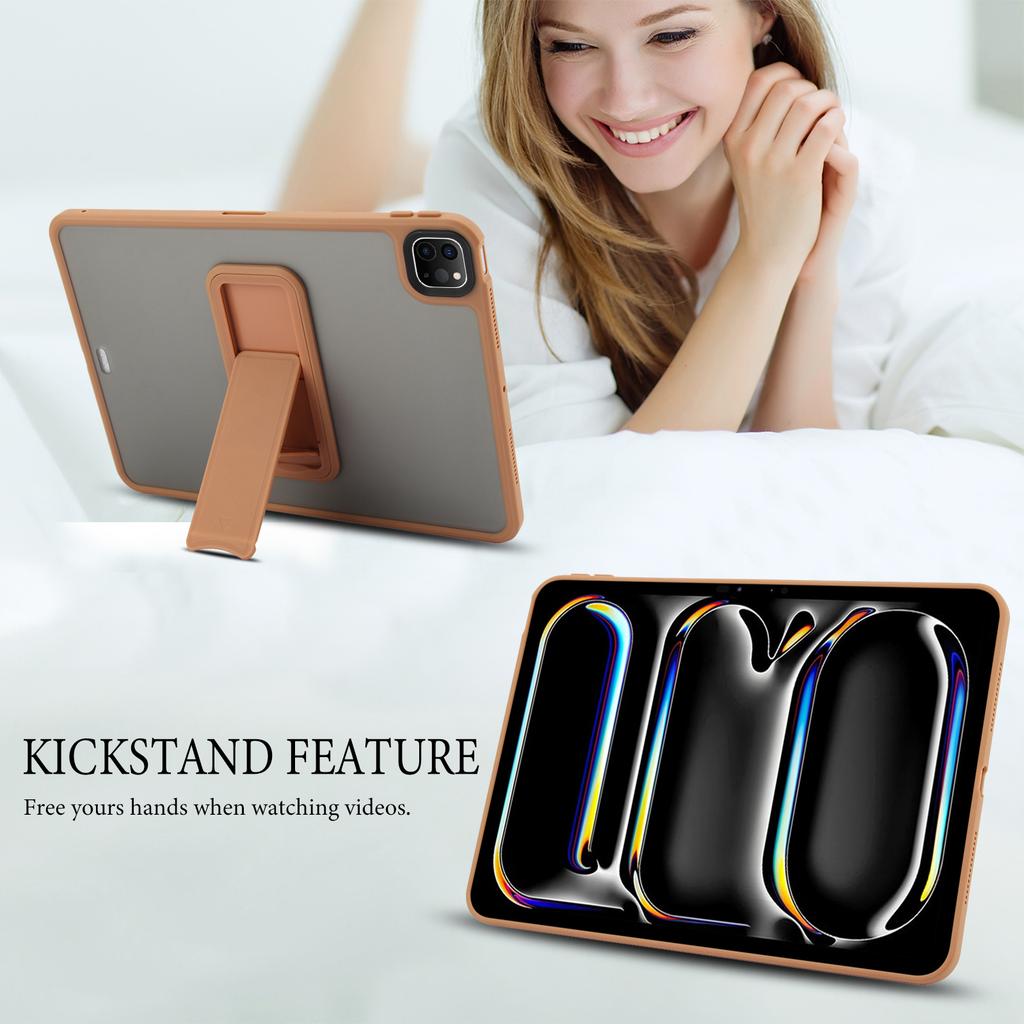 For iPad Pro 12.9 (2022)/(2021)/(2020)/(2018) Case with Kickstand TPU + PC Skin-Touch Tablet Cover