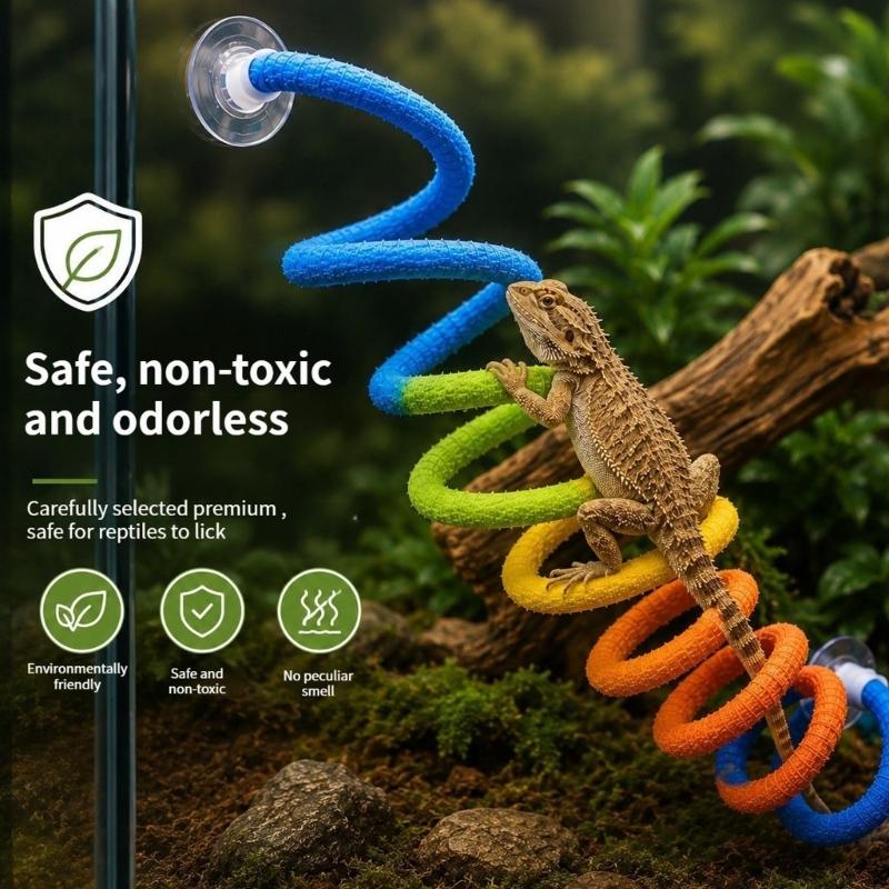 Suction Cup Mount Climbing Rope Accessory for Pet Habitats, Flexible Reptiles Cord with Colorful Finish for Movement, Rest Exercise and Interior
