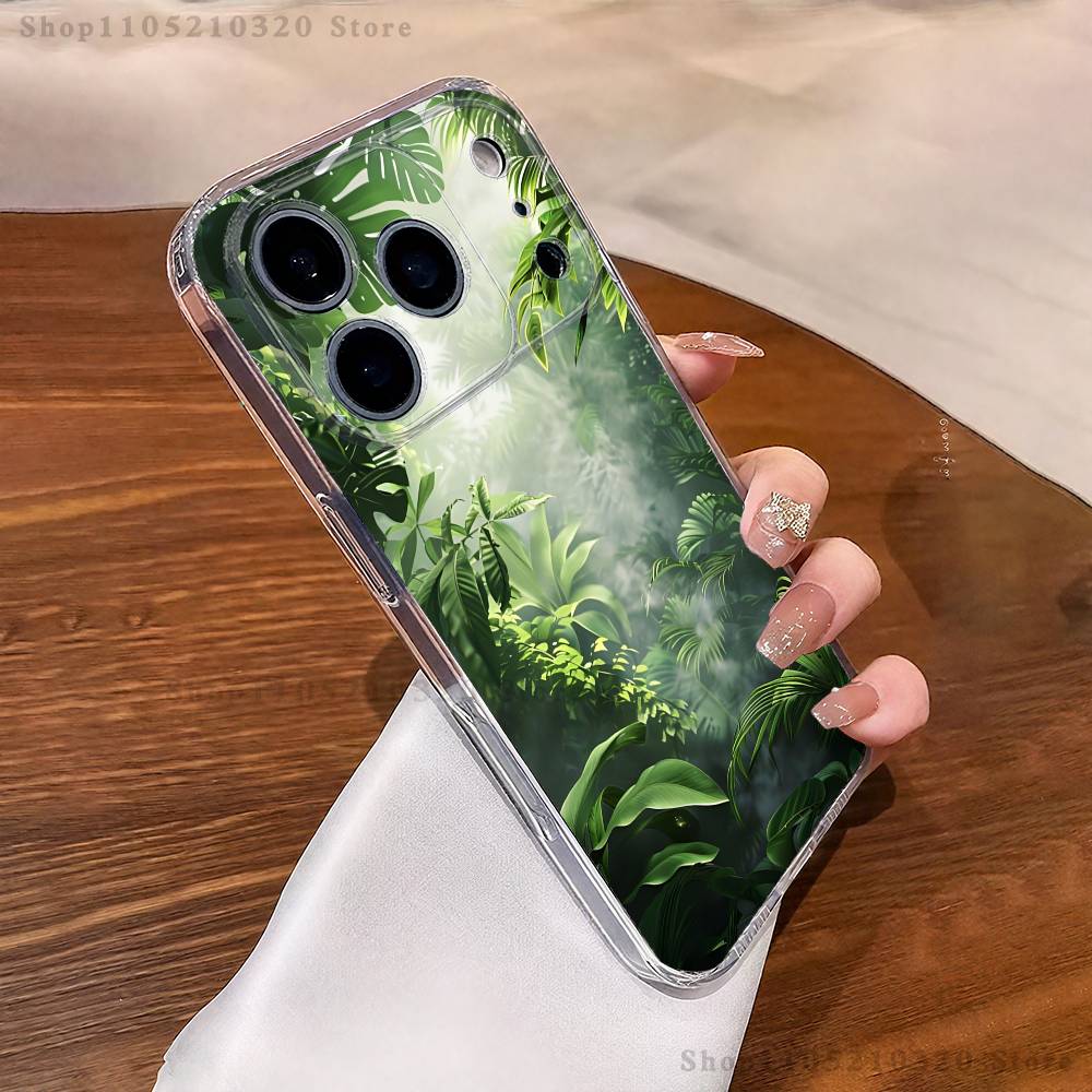 palm leaves Phone Case For iPhone 17,16,15,14,13,12,11 Pro,Max,Plus,X,XS,XR,SE4,E Mini Transparent Soft Cover