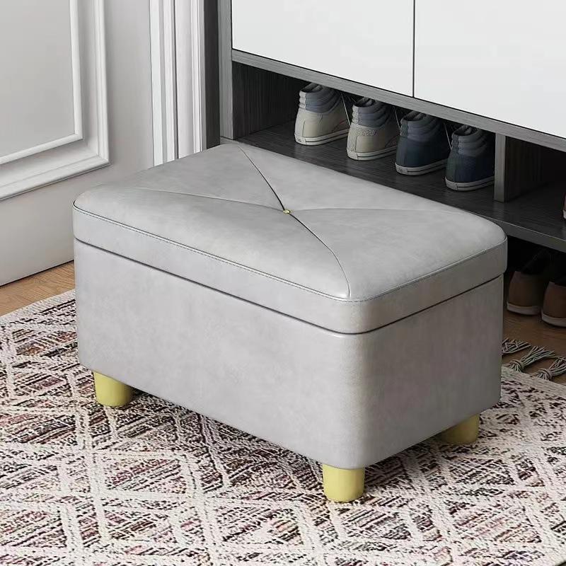 Storage Shoe Changing Stool - 2-in-1 Entryway Bench with Seat & Hidden Compartment, Compact Hallway Stool for Small Spaces