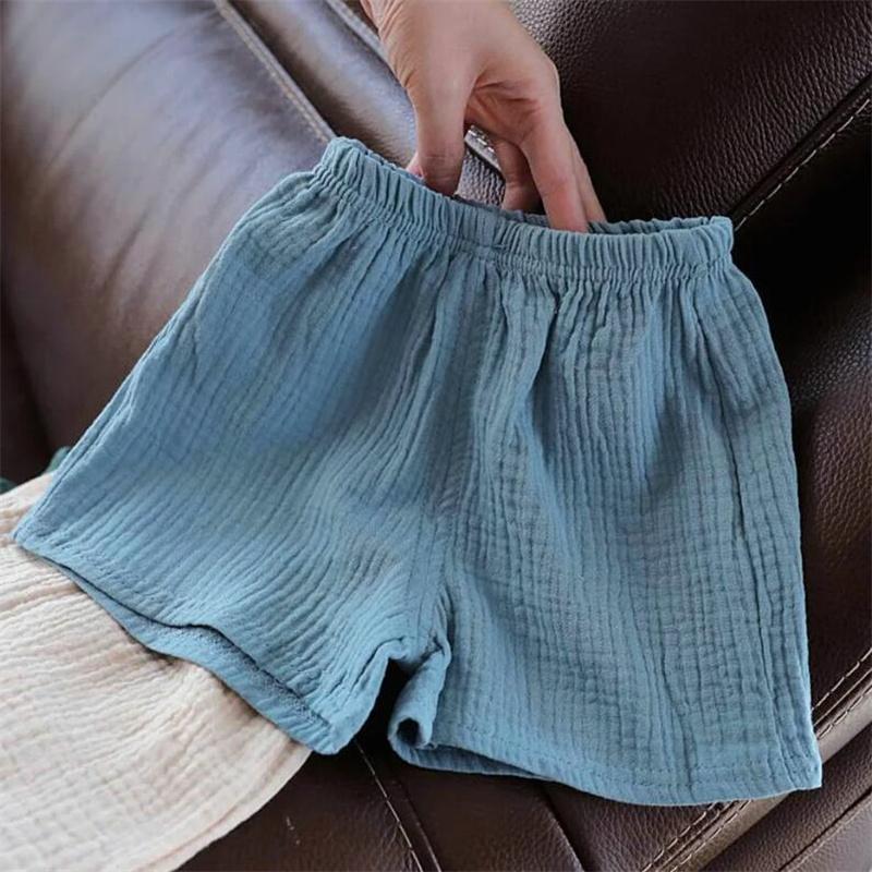 Cotton Linen Kids Girls Shorts Solid Color Summer Boys Five-point Pants for Children's Baby Clothing