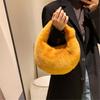 Fur Women'S Small Half Moon Bag Luxury Warm Plush Wrist Bags For Women Fashion Furry Short Handle Clutch Cute Ladies Coin Purses