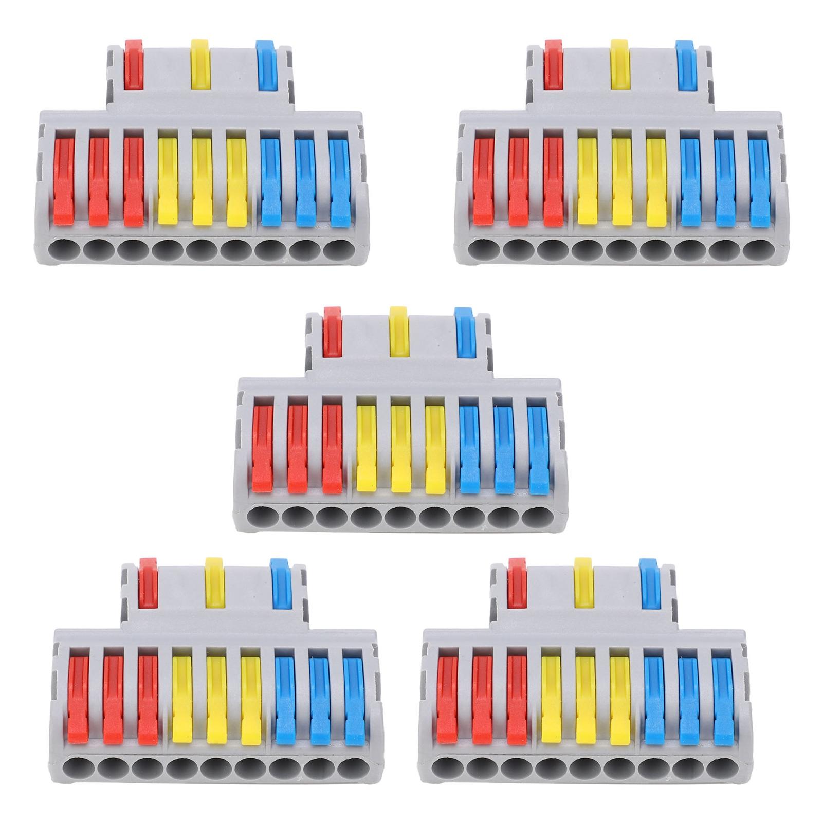 

5 шт. Розгалужувач дроту З єднувач Важільний тип 9 в 3 Швидке з єднання Клемна колодка SPL93