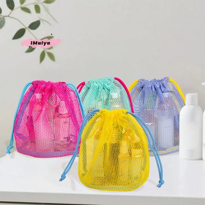 Bolsa de Armazenamento com Cordão de Malha de Nylon Multiuso para Viagem e Atividades ao Ar Livre Organizador de Produtos Digitais e Maquiagem