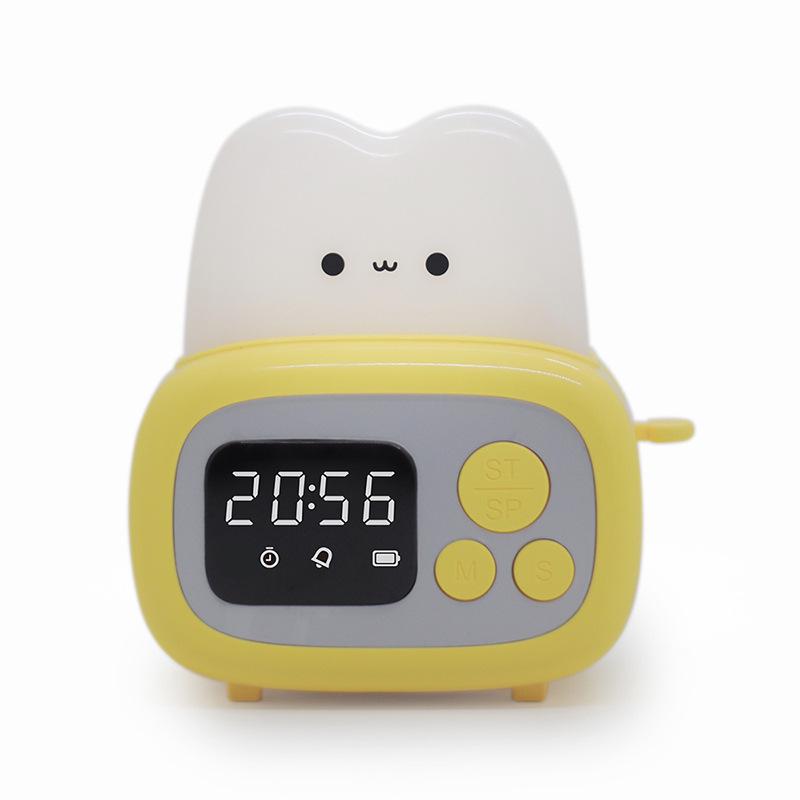 Rechargeable Bedside Night Light & Alarm Clock for Kids with Timer Function