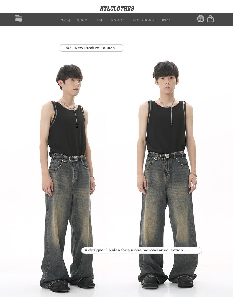 Men's Retro Hong Kong Style High-Waisted Wide-Leg Jeans | 2025 Seasonal New Arrivals