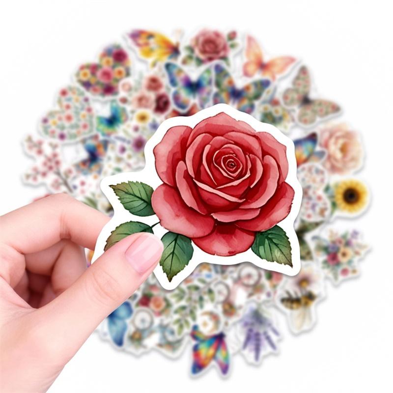 1030Pcs Kawaii Butterfly Plants Colored Pvc Adhesive Stickers Aesthetic Diy Phone Laptop Luggage Skateboard Graffiti Decals
