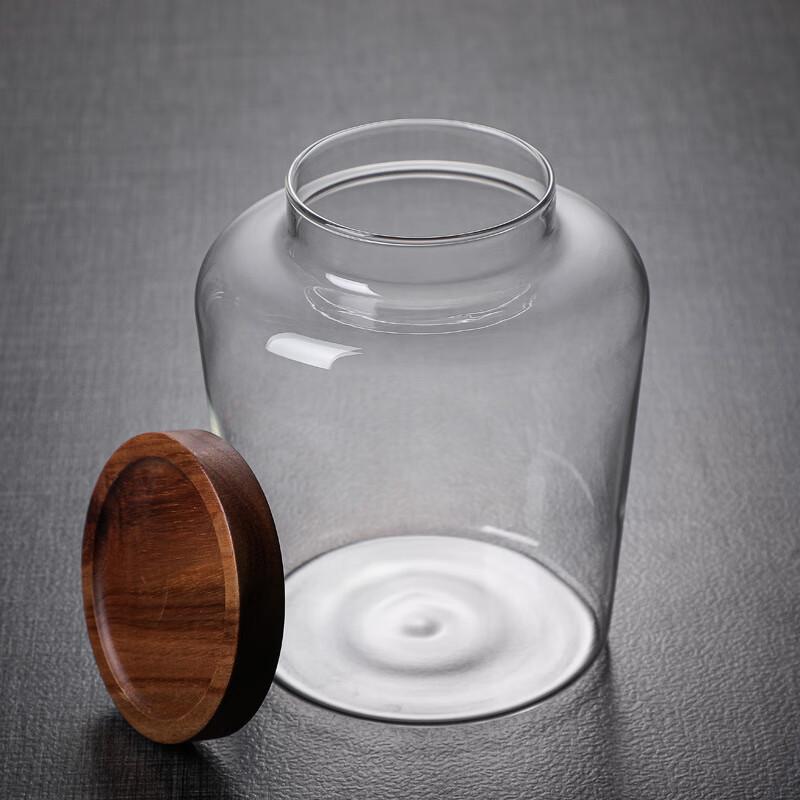UOSU Glass Storage Jar with Acacia Wood Lid