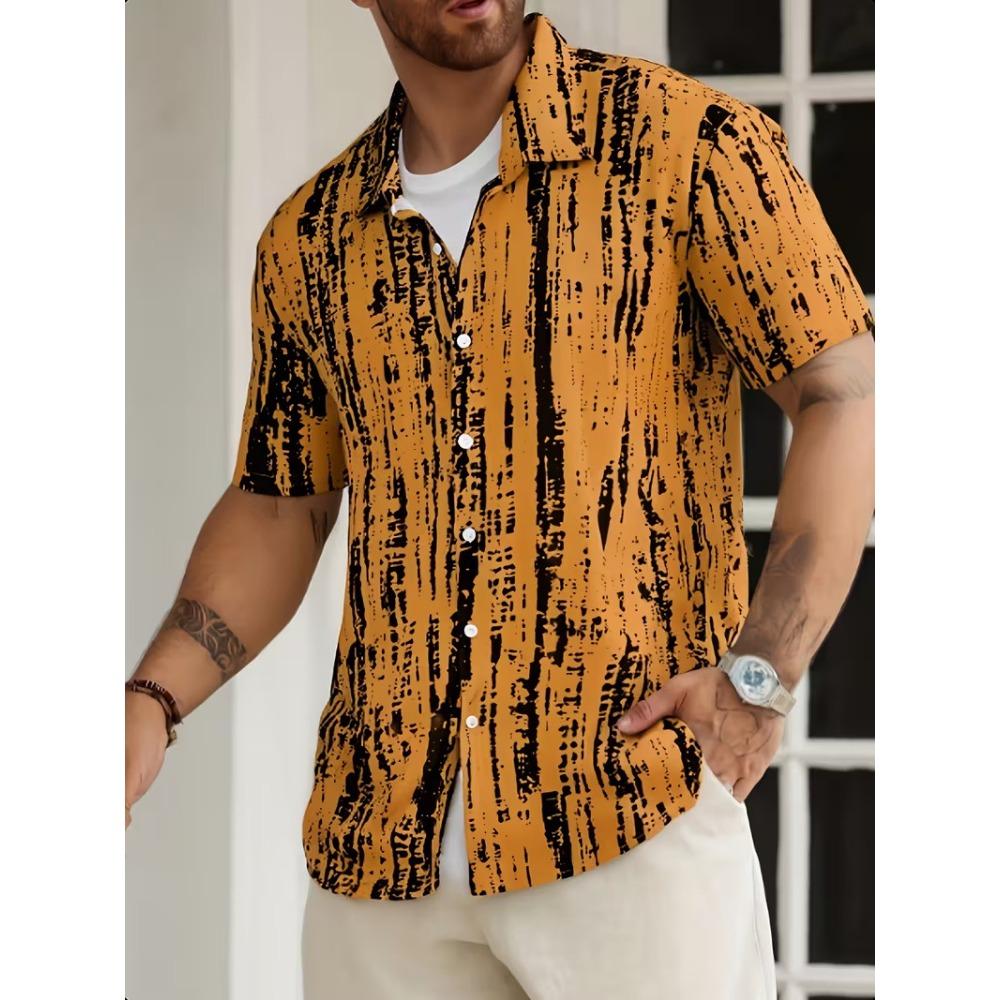 Chemise d'été à manches courtes pour homme Chemise rayée style rue européenne et américaine Mode décontractée Style vacances