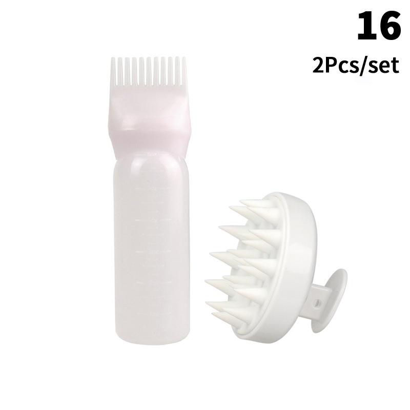 Shampoo Brush Empty Hair Shampoo Bottle With Comb Teeth Salon Treatment Oil Perm Dye Bottle Color Plastic Dry Cleaning Bottle