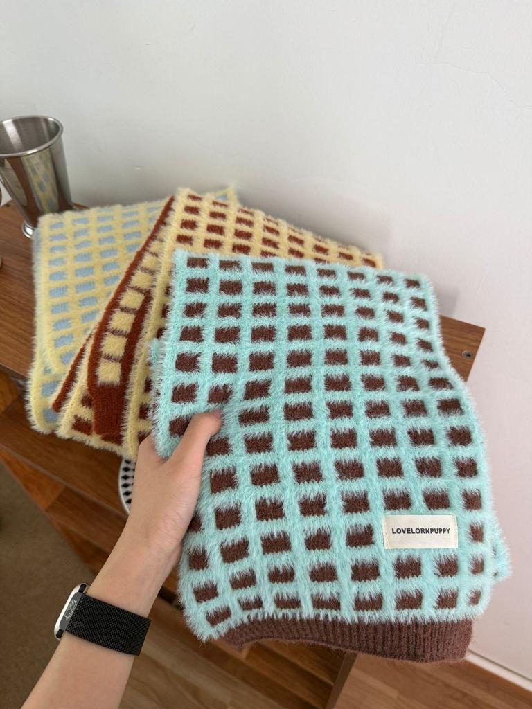 Mint Chocolate Soft Scarf – Cozy & Cute Waffle Pattern for Fall/Winter Women