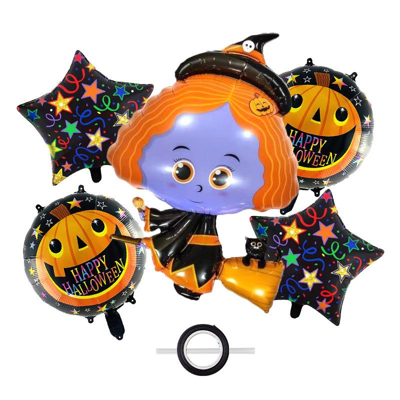 Halloween Pumpkin Star Mummy Witch Vampire Spider Wine Bottle Balloon Bundle Decorative Set
