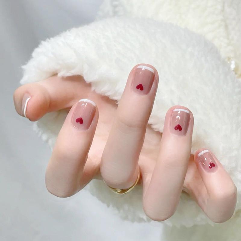 Wear Nail Art Sticker Fashion Simple Short Heart Removable Nail Patch Style