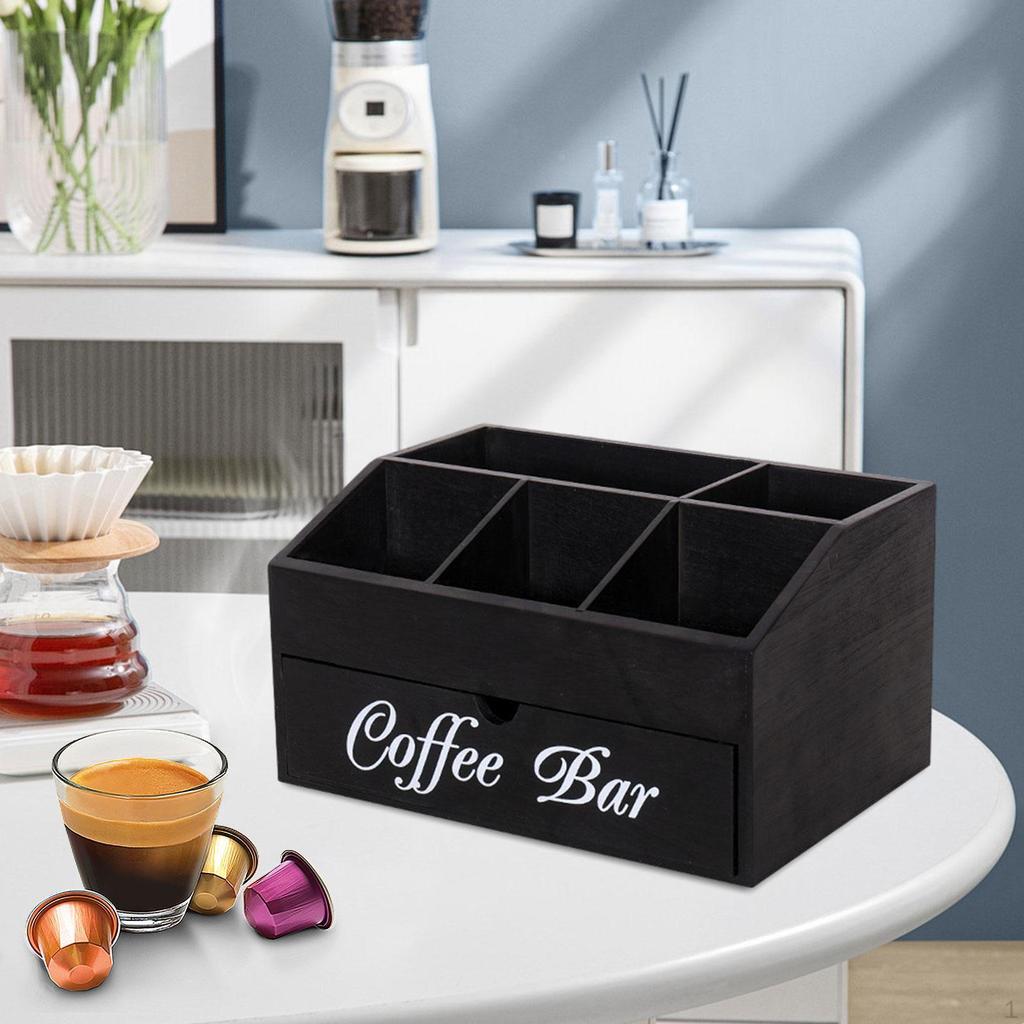 Stationsorganisator für Theke Tee Gewürzbehälter Eleganter Holz Kaffeehalter