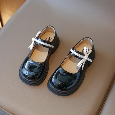 2024 Spring New Children's Leather Shoes Little Girl Sweet Bow Princess Shoes Korean Style Fashion Kids Color Matching Casual