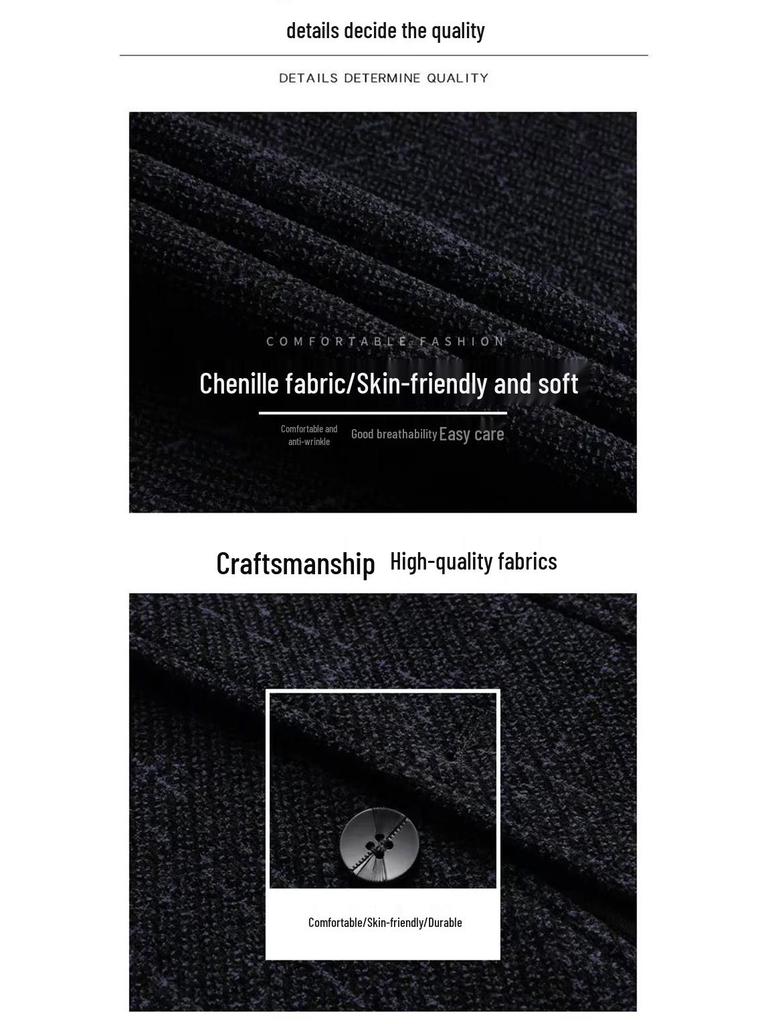 Chenille Wool Jacket for Middle-Aged & Elderly Men - Spring/Autumn Style, Warm & Casual Top for Dad or Grandpa
