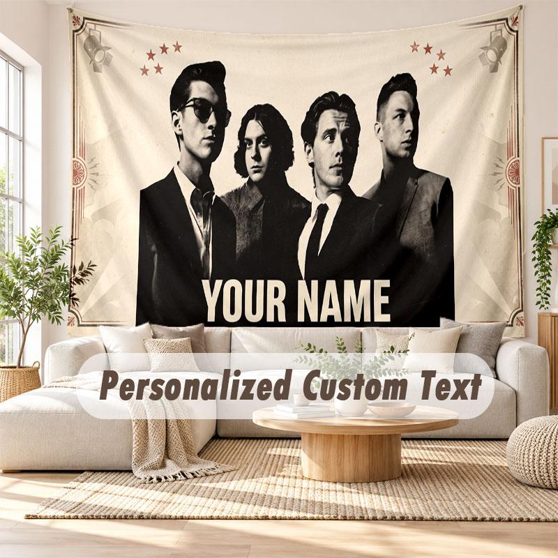 Custom Name Wall Hanging Tapestry,Arctic Monkeys Decorative Backdrop Tapestry For Dorm Home