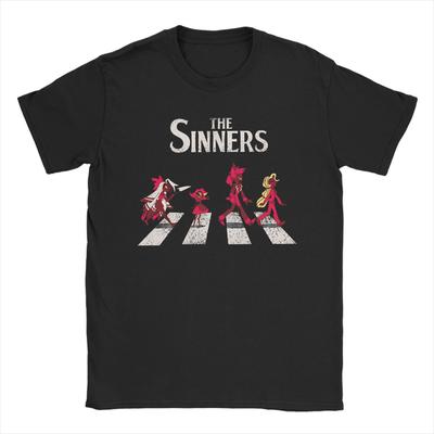 Tricou Sinners Hazbined Anime Hoteled Bărbați Bumbac Vintage Gât Rotund Tricouri Topuri cu Mânecă Scurtă Mărimi Mari