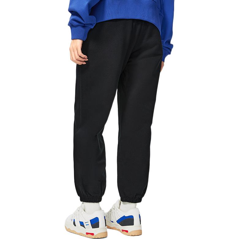 Li-Ning Badfive Logo Print Elastic Waist Cuffed Knit Sports Pants Women bottoms Black AKLSC14-4
