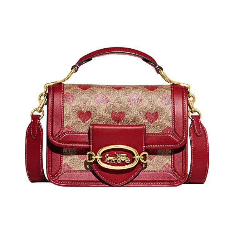 

Coach Hero 22 Classic Monogram Heart Print Flap Closure Leather And Synthetic Leather Handheld Crossbody Shoulder Bag Small Women Handbags CF125-B4P22 Basic Set (Bag+Dust Bag)