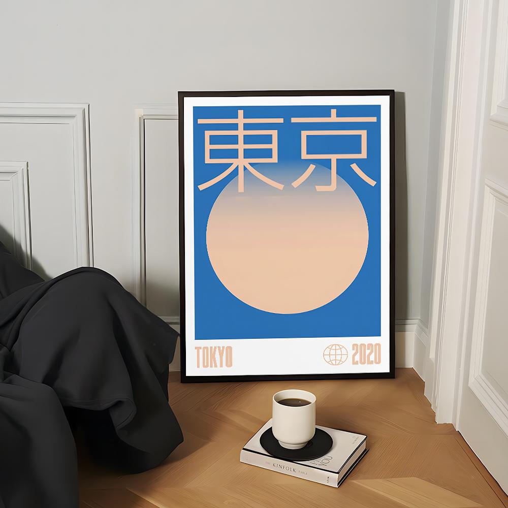 Vintage Japanese Abstract Wall Art Print Poster Black Waves Cat Koi Canvas Painting for Living Room Home Decor Poster-unframed