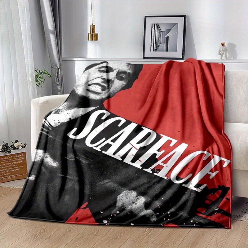 1pc Scarface-Inspired Home Decor: Cozy Flannel Blanket, Perfect Gift for Bedroom, Living Room, Travel, Camping, Car, Beach, Office Naps, Ideal Sofa Th