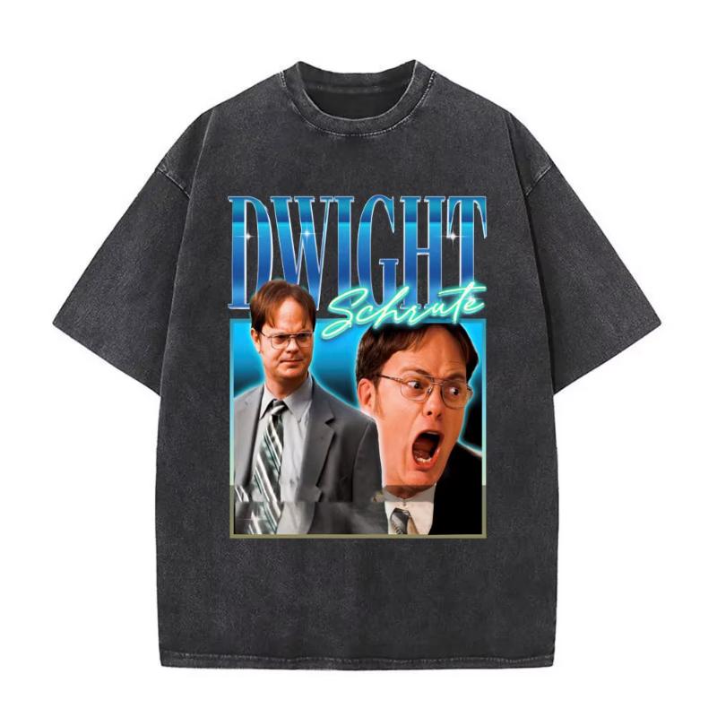 The Office Dunder Mifflin Dwight Washed Tshirt Tv Show Scranton The Electric City T Shirts Unisexs Gothic Rock Vintage TShirts M