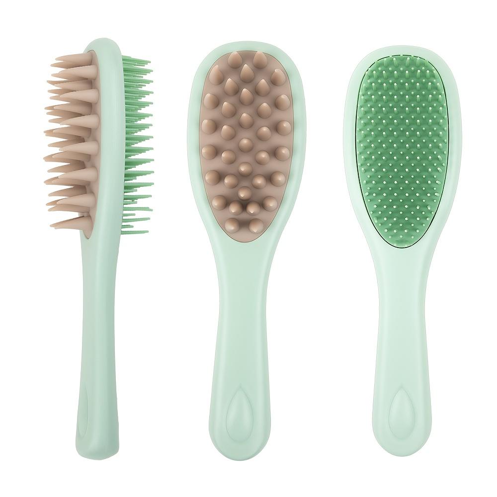 1PC Long Handle Double-sided Shampoo Brush Silicone with Handle Shampoo Comb Wet and Dry Shampoo Massage Brush